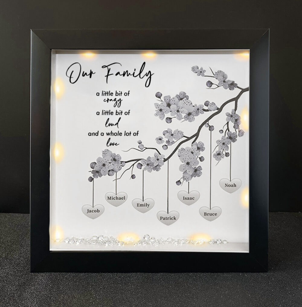 Personalised Family Tree Name Black Frame Home Decor