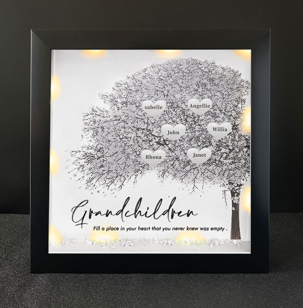 Personalised Family Tree Grandchildren Name Black Frame Home Decor For Grandma