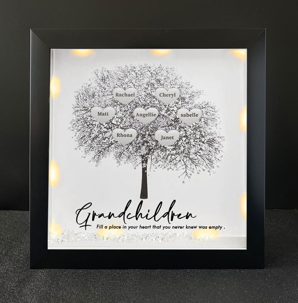 Personalised Family Tree Grandchildren Name Black Frame Home Decor For Grandma