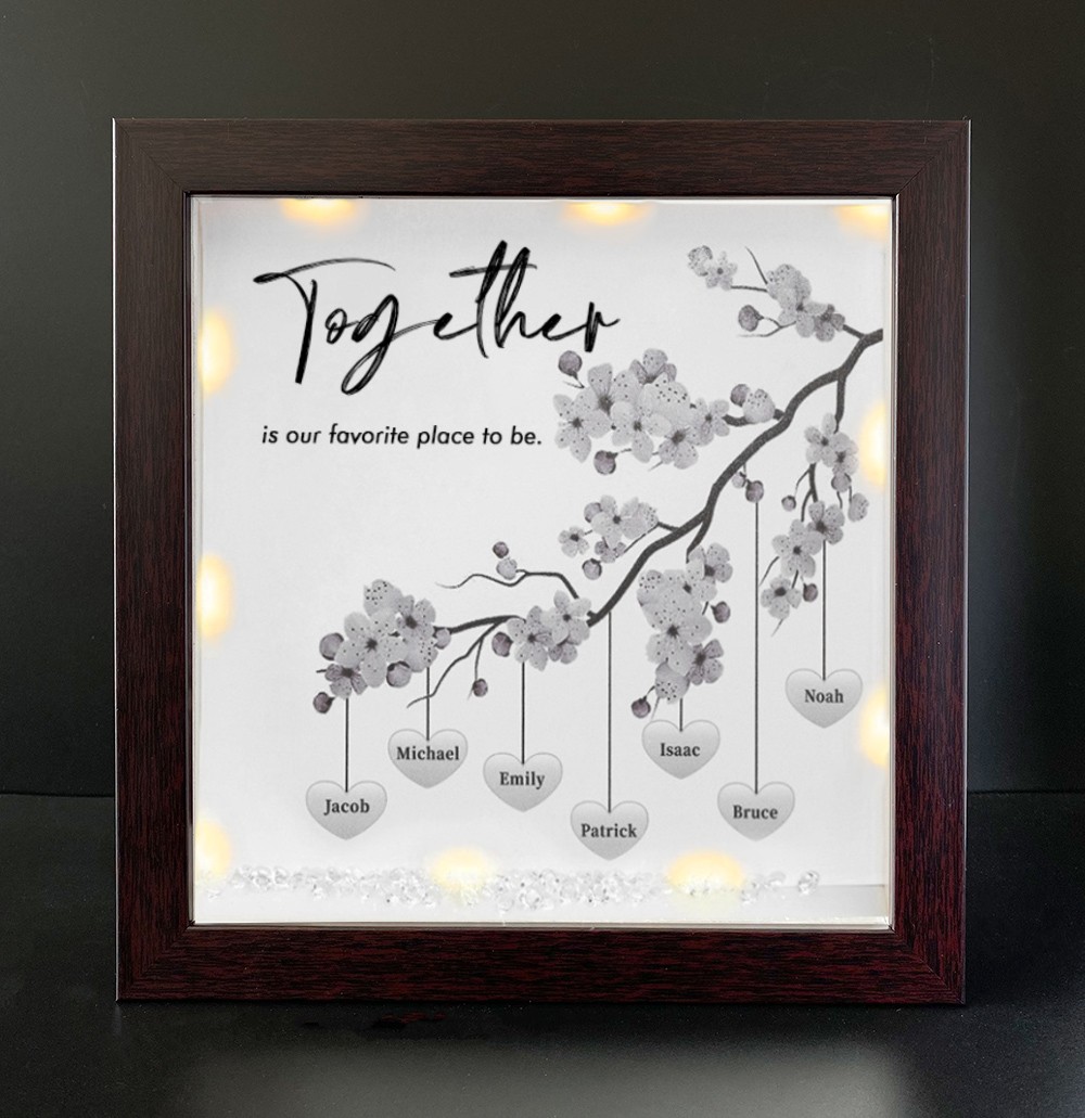 Together is Our Favorite Place to be Personalised Family Tree Name Red Oak Frame Home Decor