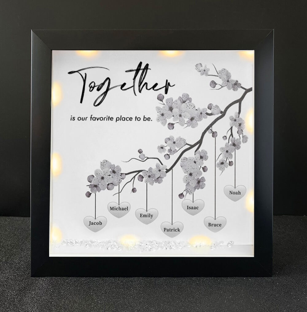 Together is Our Favorite Place to be Personalised Family Tree Name Black Frame Home Decor