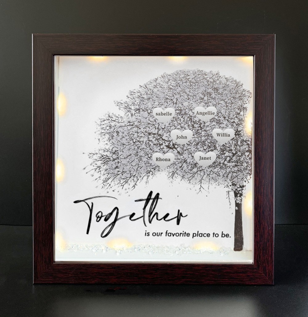 Together is Our Favorite Place to be Personalised Family Tree Name Red Oak Frame Home Decor