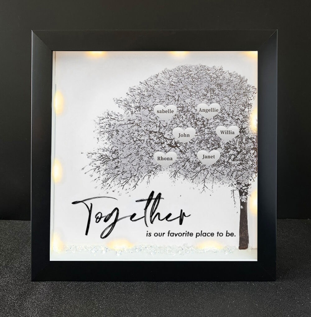 Together is Our Favorite Place to be Personalised Family Tree Name Black Frame Home Decor