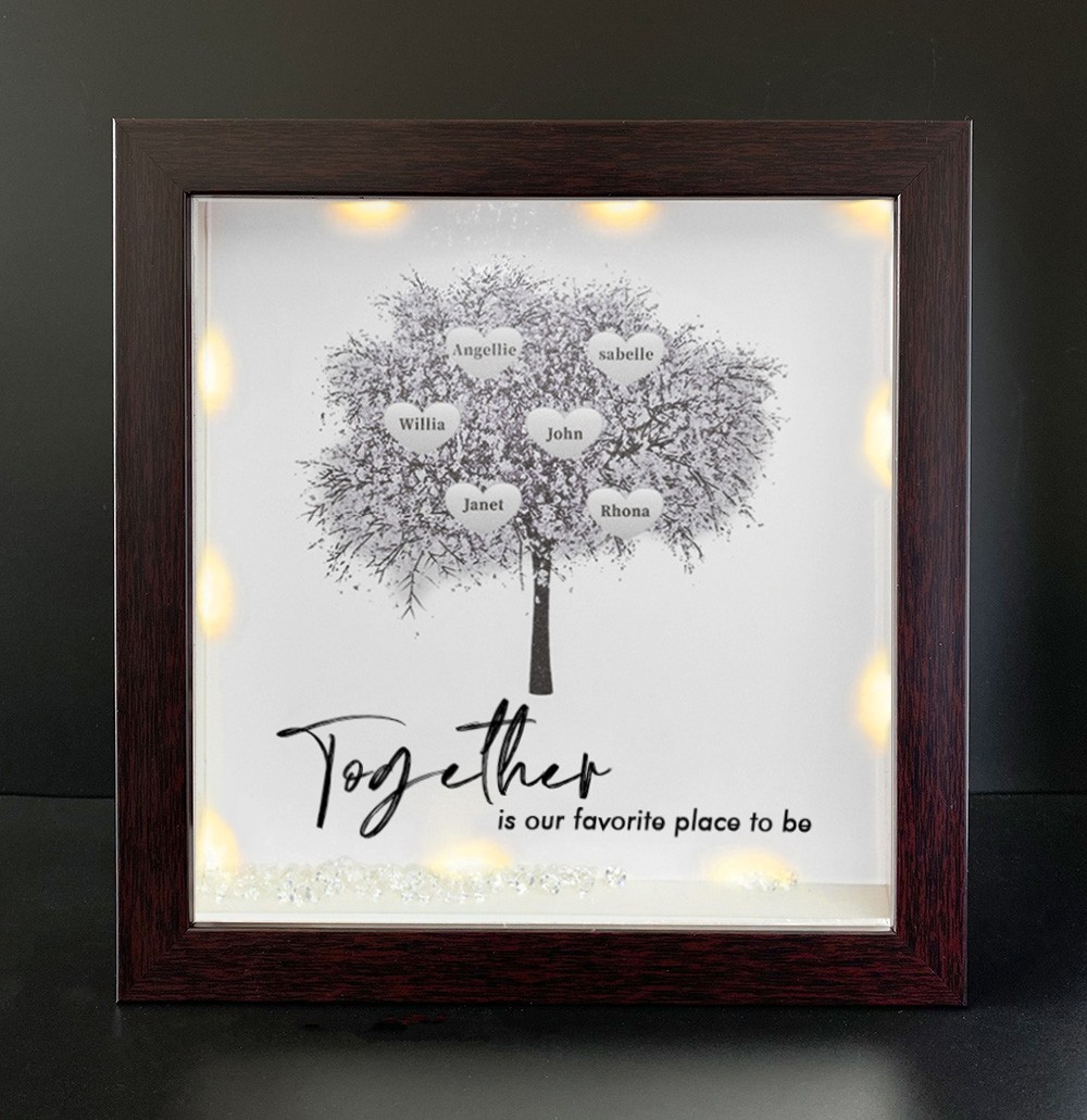 Together is Our Favorite Place to be Personalised Family Tree Name Red Oak Frame Home Decor