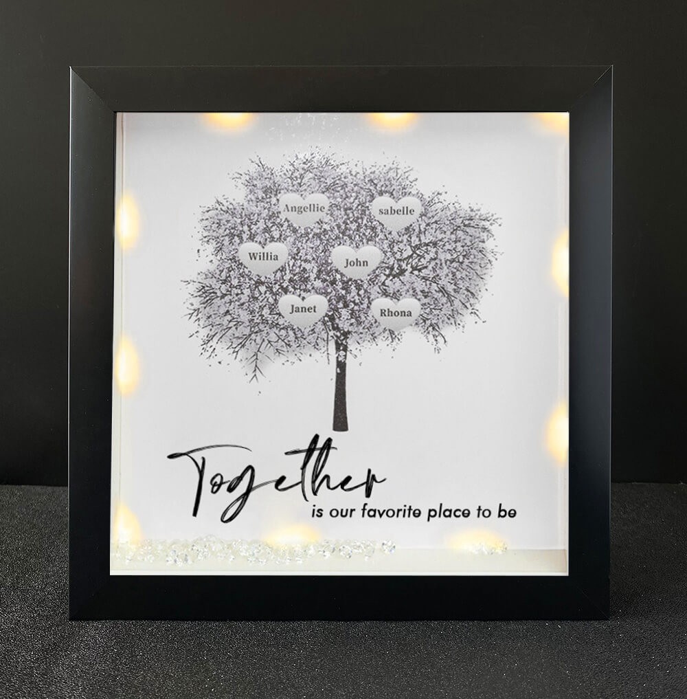 Together is Our Favorite Place to be Personalised Family Tree Name Black Frame Home Decor