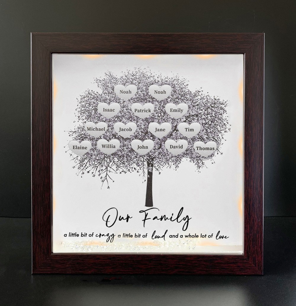 Personalised Family Tree Name Red Oak Frame Home Decor