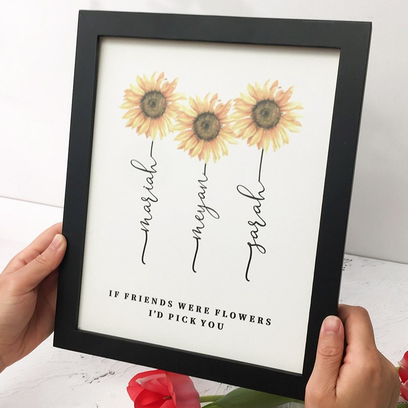 If Friend Were Flowers Frame Name Sign Personalised Sister Friend Family Gift