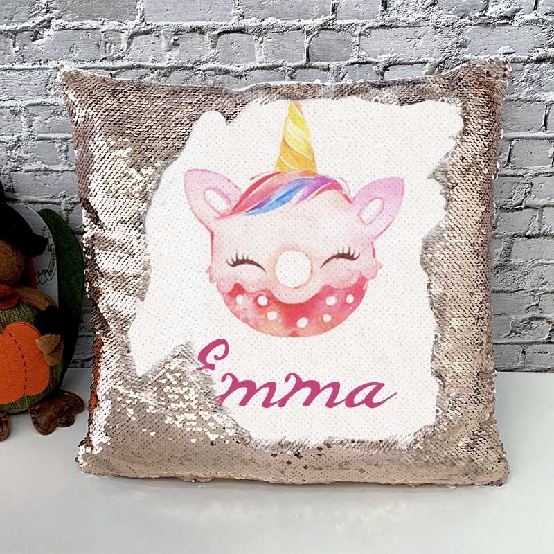 Personalised Sequin Name Pillow Girl Birthday Gift