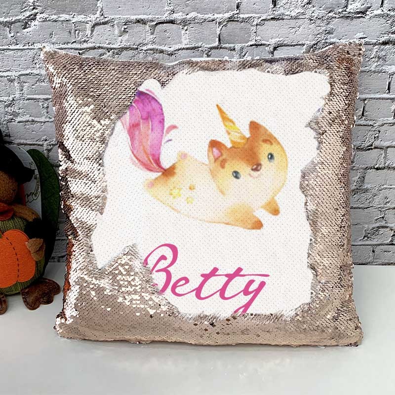 Personalised Sequin Name Pillow Girl Birthday Gift