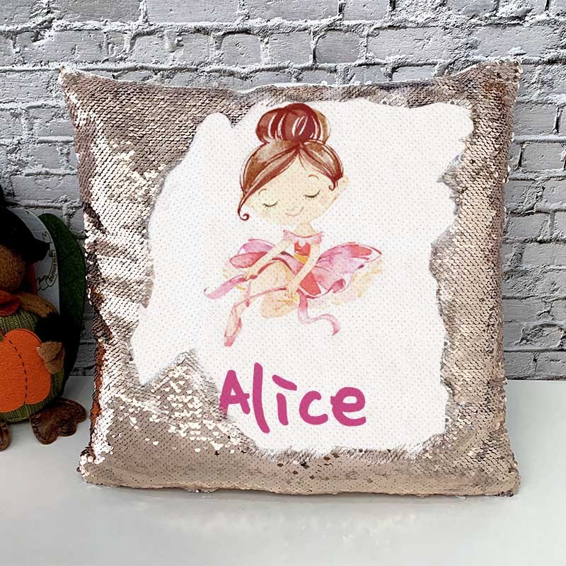 Personalised Sequin Name Pillow Girl Birthday Gift