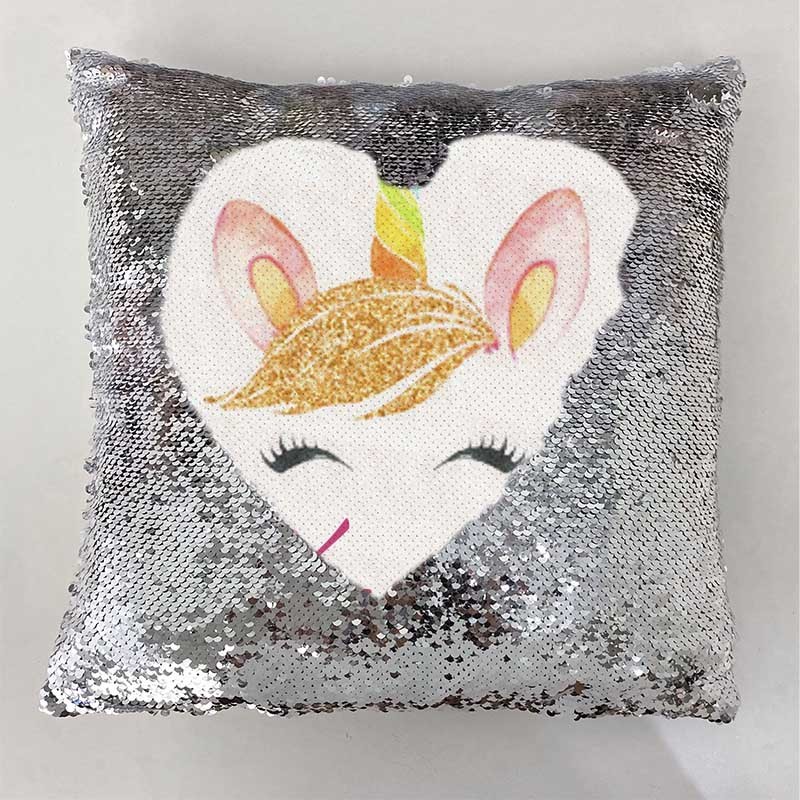 Personalised Sequin Name Sliver Pillow Unicorn Birthday Gift for Girls