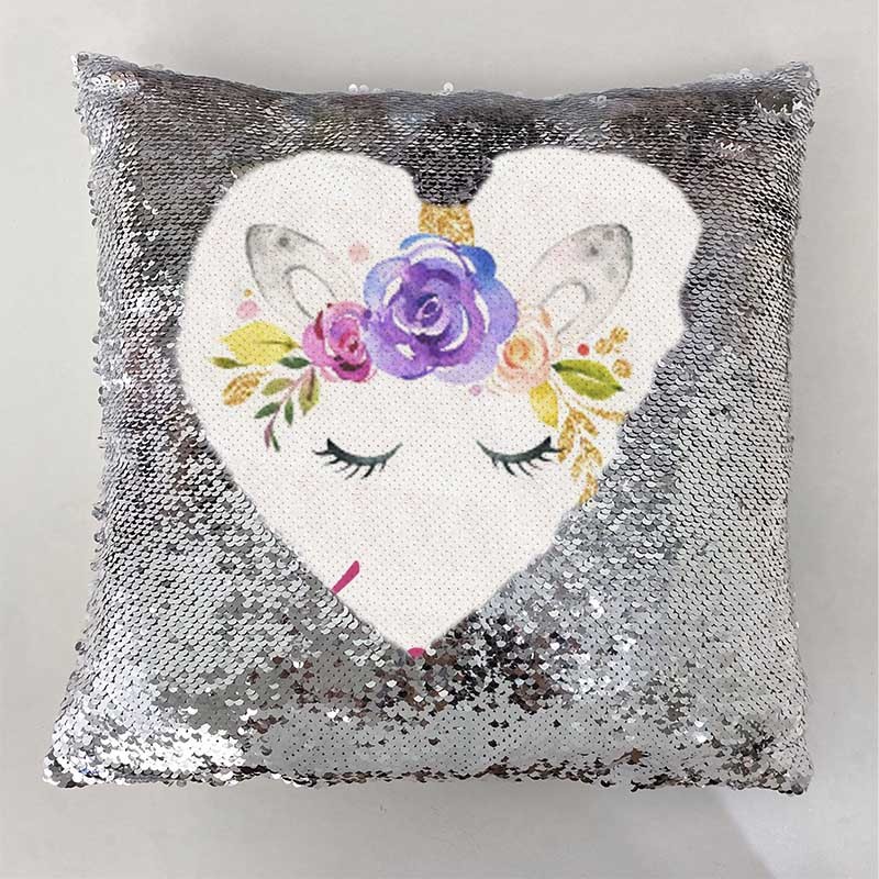 Personalised Sequin Name Sliver Pillow Unicorn Birthday Gift for Girls