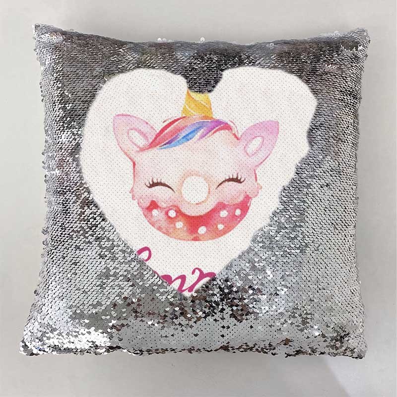 Personalised Sequin Name Sliver Pillow Girl Birthday Gift