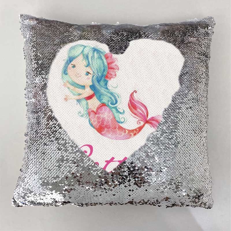 Personalised Sequin Name Sliver Pillow Mermaid Girl Birthday Gift