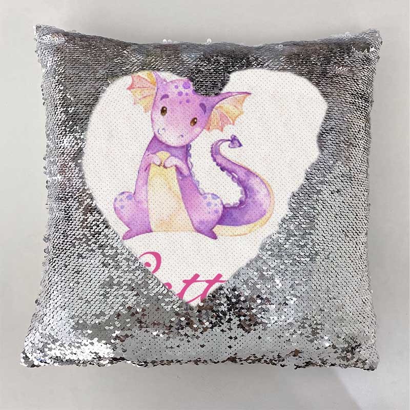 Personalised Sequin Name Sliver Pillow Girl Birthday Gift