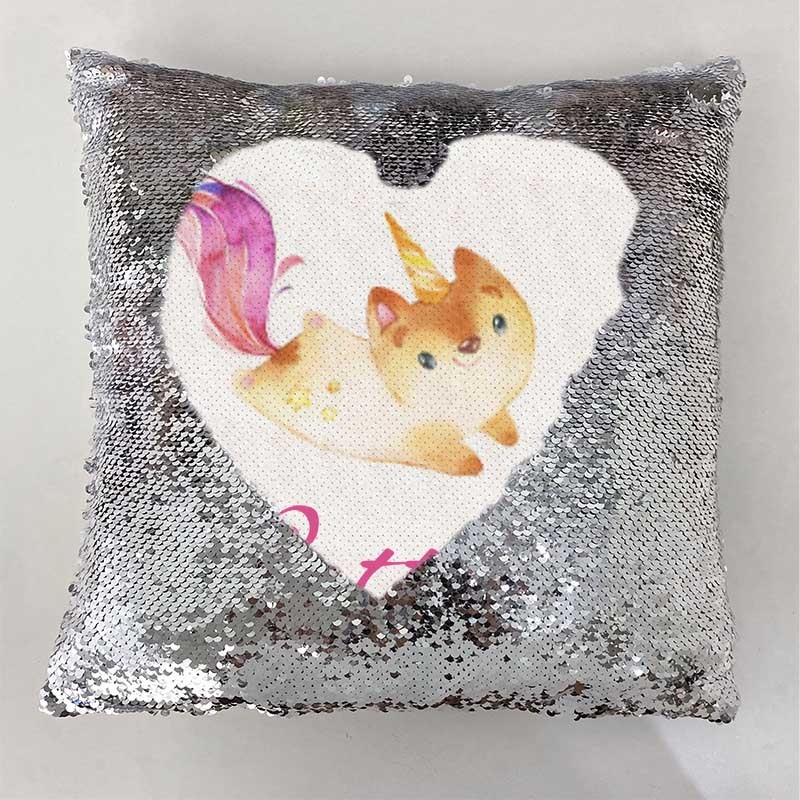 Personalised Sequin Name Sliver Pillow Girl Birthday Gift