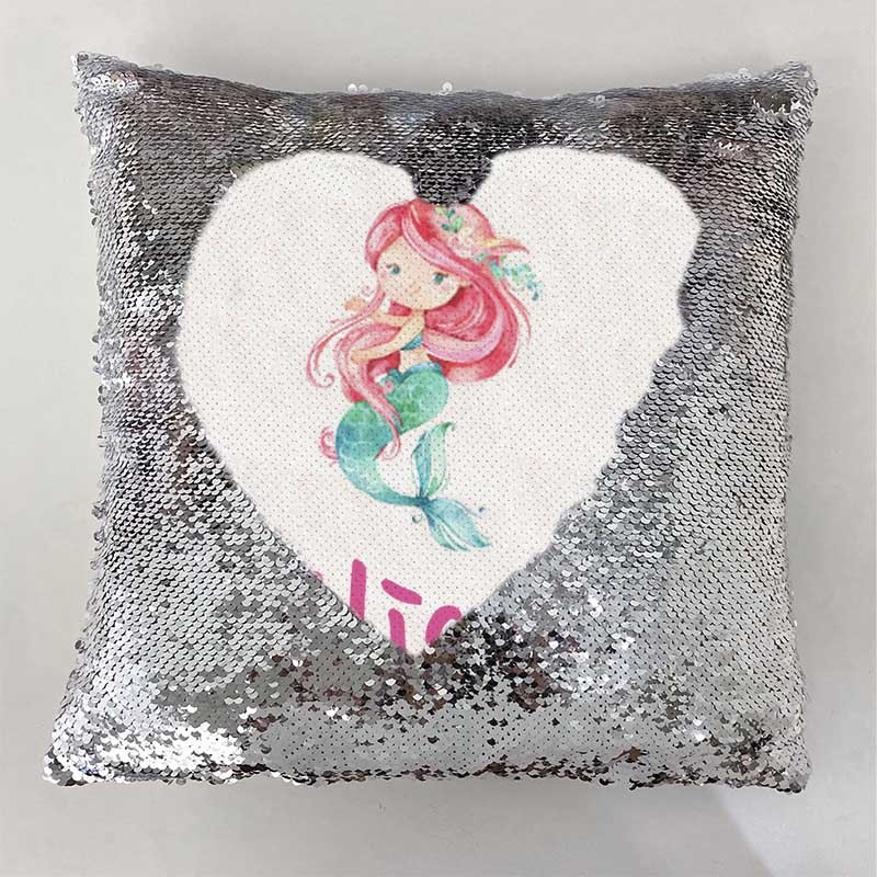 Personalised Sequin Name Sliver Pillow Mermaid Girl Birthday Gift