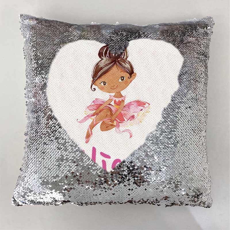 Personalised Sequin Name Sliver Pillow Girl Birthday Gift