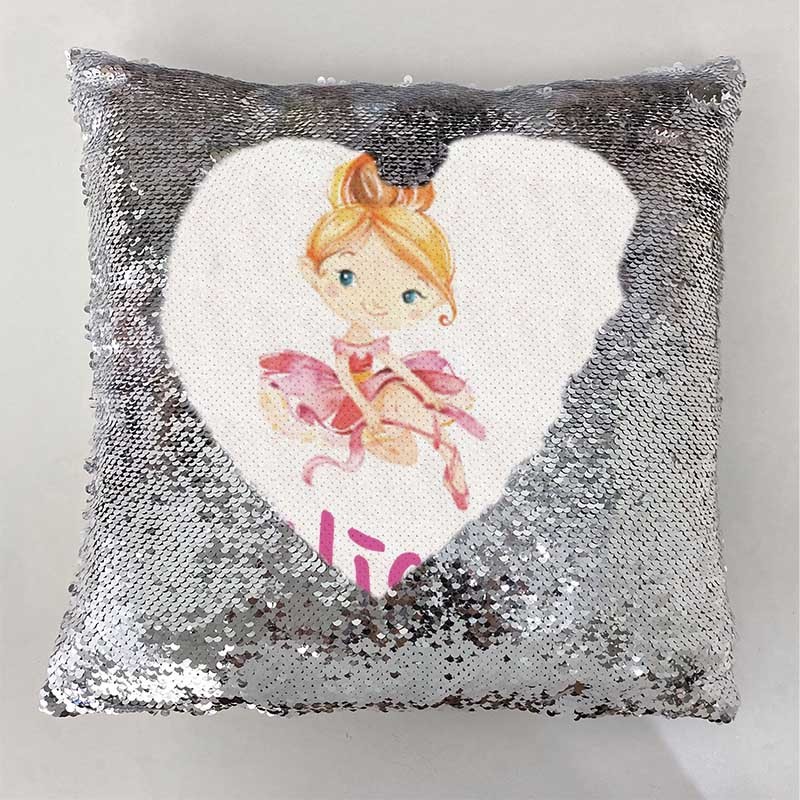 Personalised Sequin Name Sliver Pillow Girl Birthday Gift