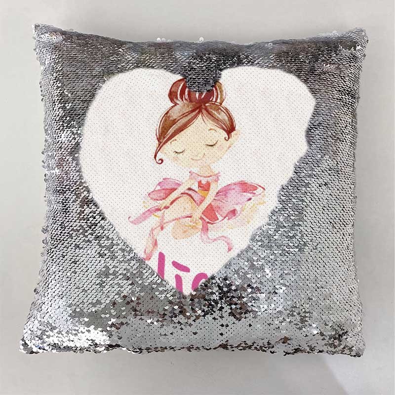 Personalised Sequin Name Sliver Pillow Girl Birthday Gift