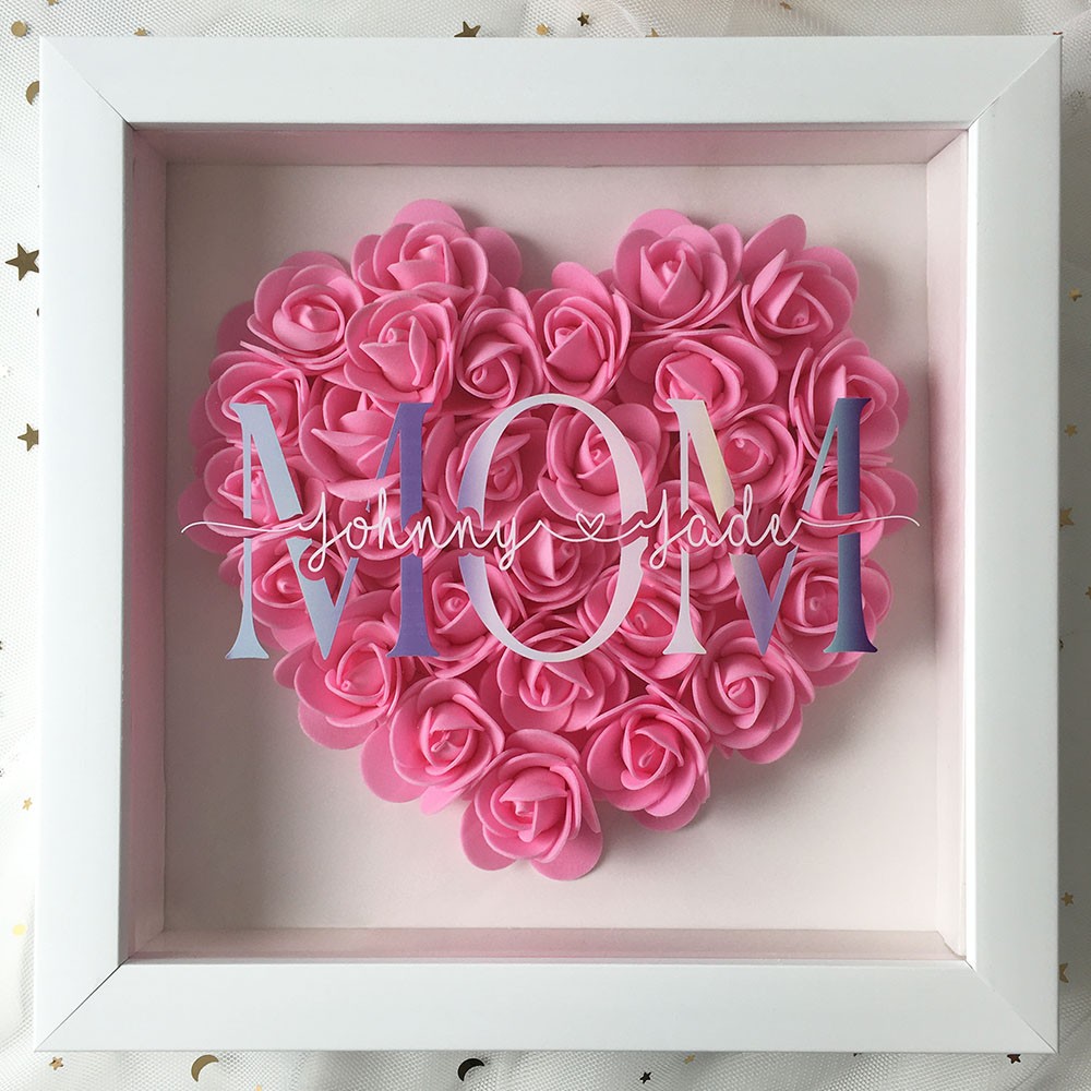 Personalised Mum Flower Shadow Box With Name For Mother's Day