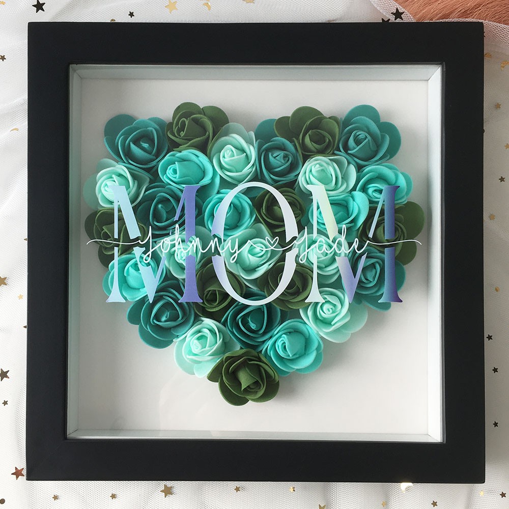 Personalised Mum Flower Shadow Box With Name For Mother's Day