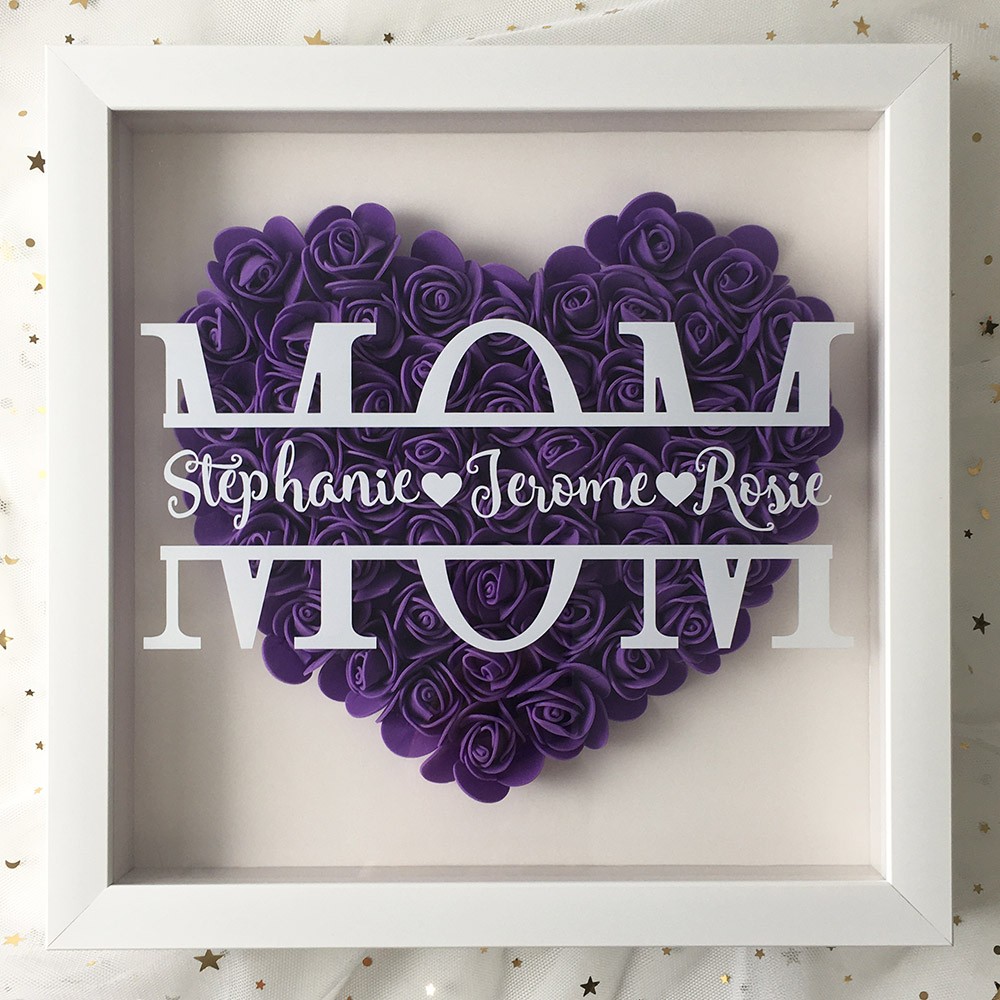 Personalised Mum Flower Shadow Box With Name For Mother's Day