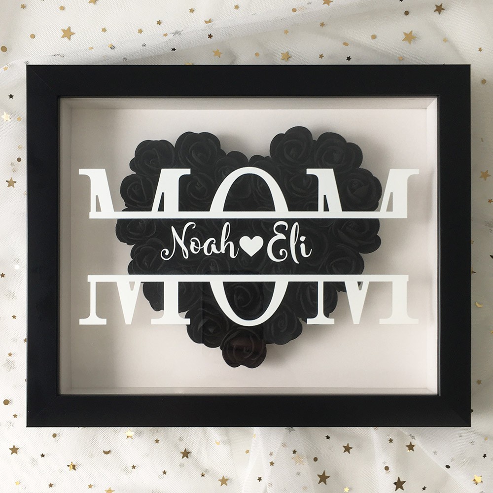 Personalised Mum Flower Shadow Box With Name For Mother's Day