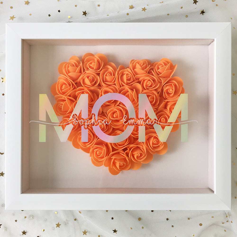 Personalised Mum Flower Shadow Box With Name For Mother's Day