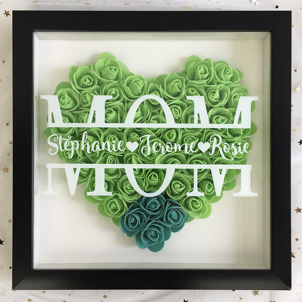 Personalised Mum Flower Shadow Box With Name For Mother's Day