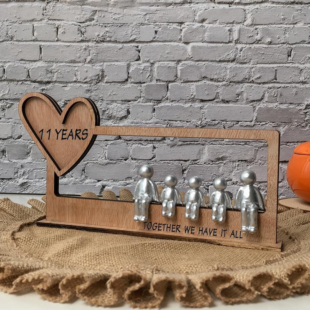 11 Years Together We Have it All Personalised Sculpture Figurines 11th Anniversary Family Christmas Gift