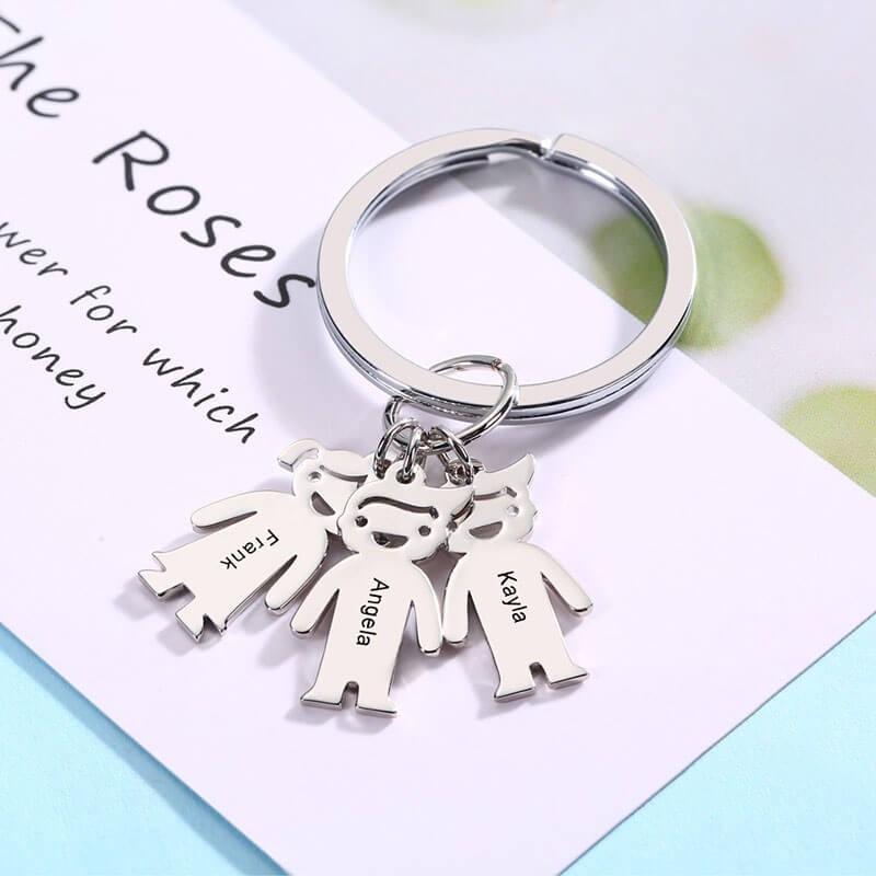 Personalised 1-10 Kids Charms With Engraving Name Key Chains