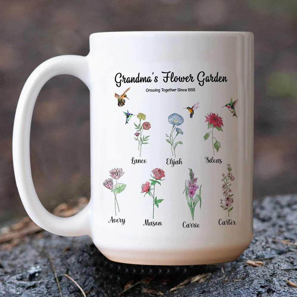 Personalised Grandma's Flower Garden Birth Month Flower Mug With Names Gift Ideas For Mother's Day
