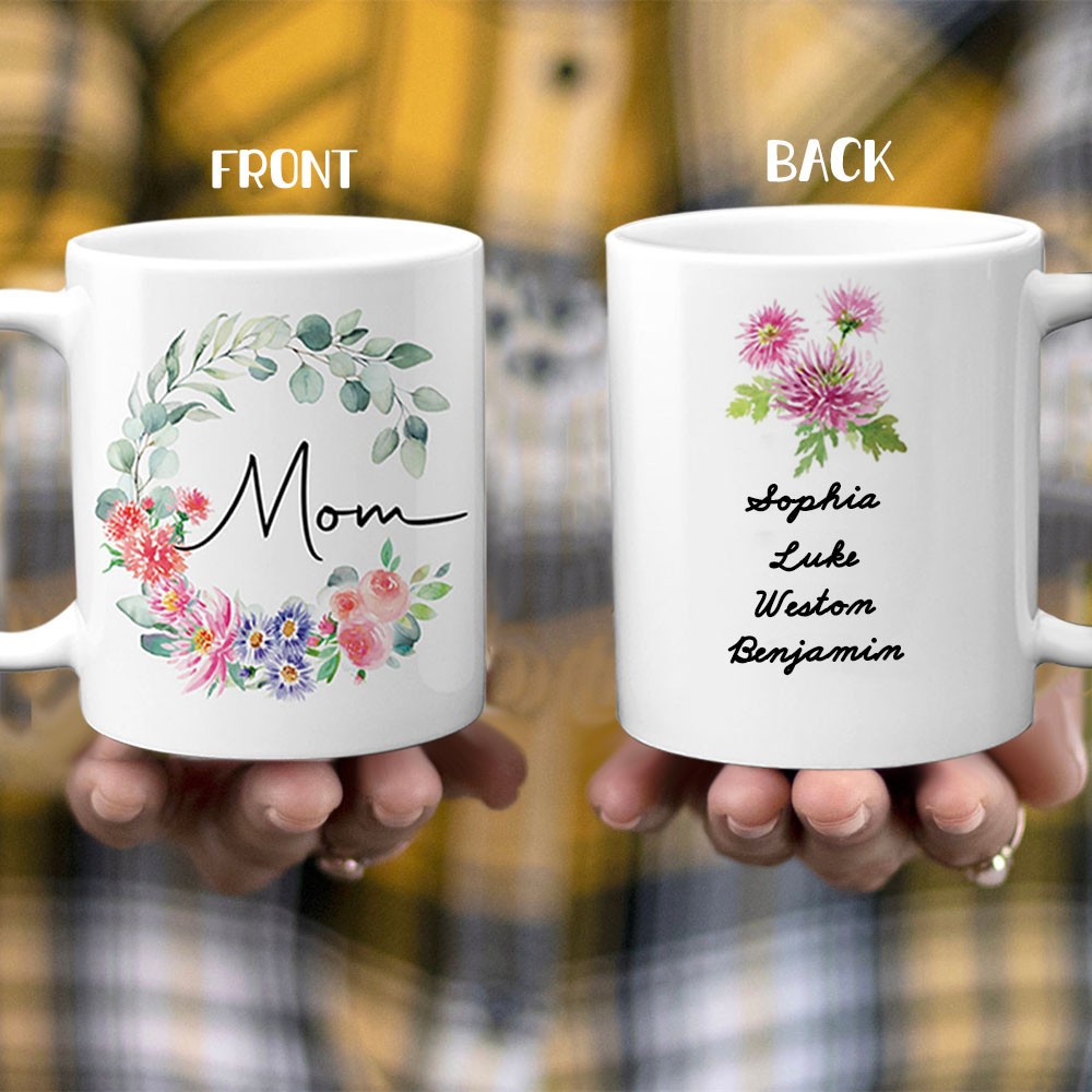 Mum's Garden Mug Custom Birth Month Flower Gift Ideas For Mother's Day Christmas