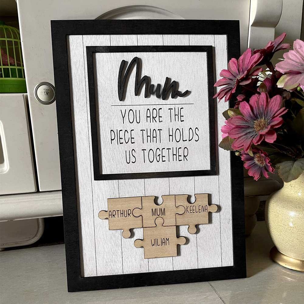 Personalised Mum Puzzle Pieces Sign For Mum Grandma Home Wall Decor For Mother's Day Birthday