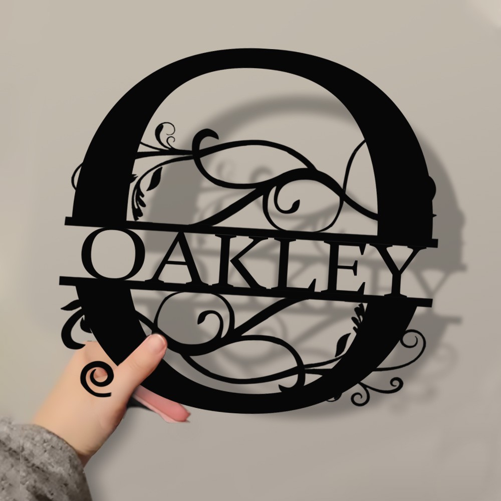 Personalised Family Name Metal Sign Monogram Home Wall Decor