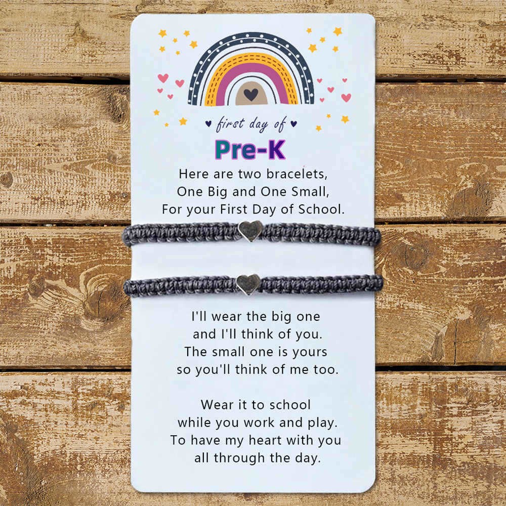 First Day of Pre-K Back to School Bracelet Mummy and Me Anxiety Separation Wish For Kid Set of 2