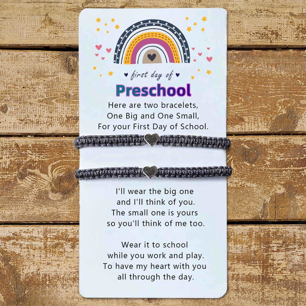 First Day of Preschool Back to School Bracelet Mummy and Me Anxiety Separation Wish For Kid Set of 2