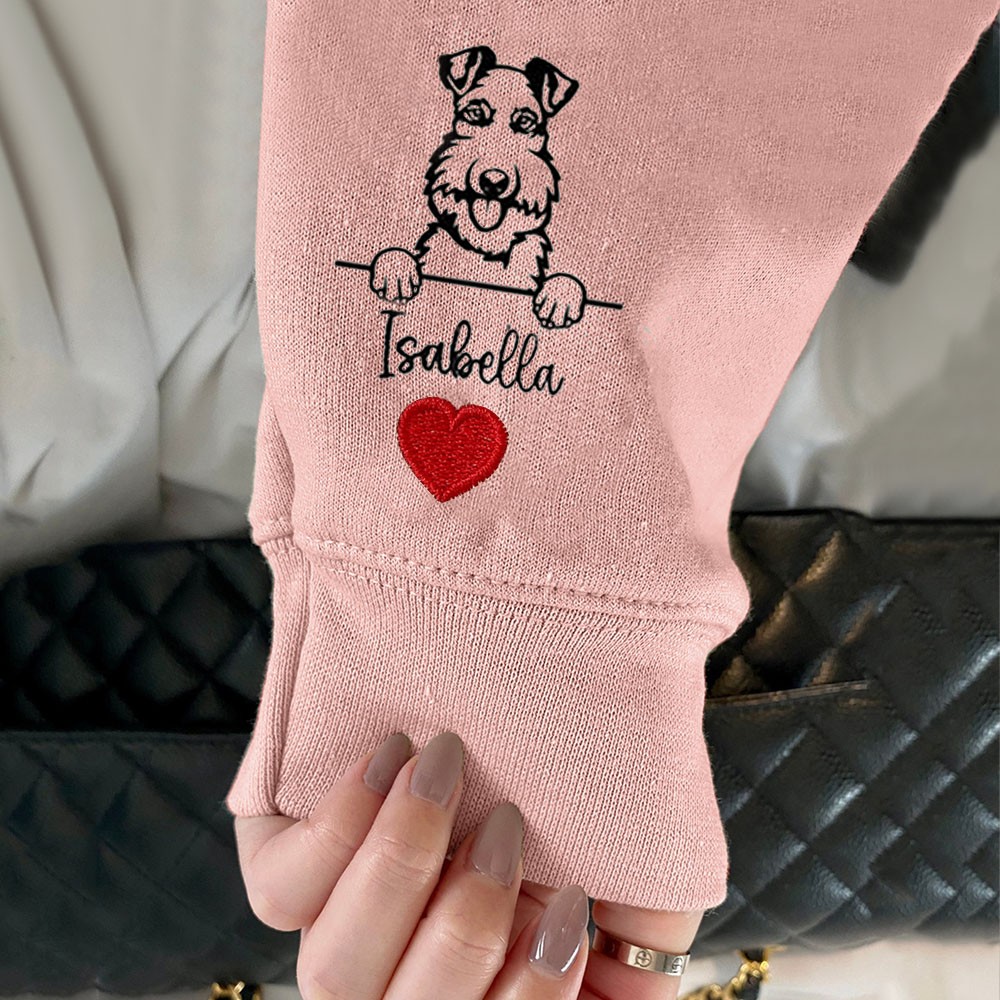 Custom I Wear My Heart On My Sleeve Embroidered Pet Portrait Sweatshirt Hoodie