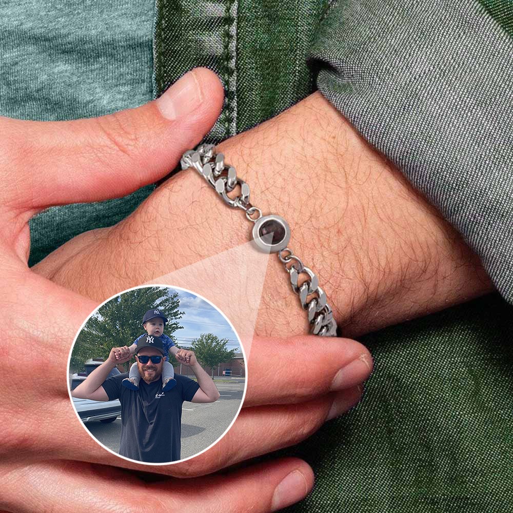 Personalised Photo Projection Bracelet Dad Gift Ideas For First Father's Day