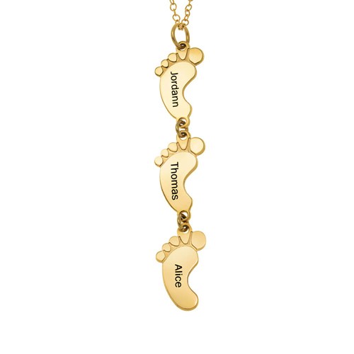 Personalised Vertical Baby Feet Necklace 1-10 Pendants
