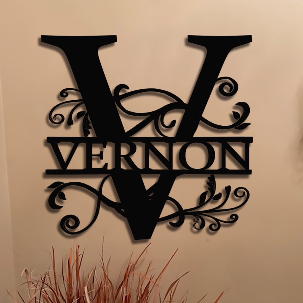 Personalised Family Name Metal Sign Monogram Home Wall Decor