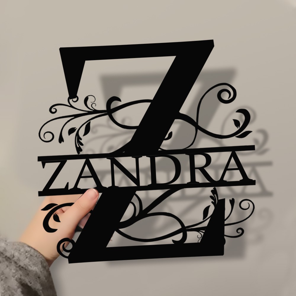 Personalised Family Name Metal Sign Monogram Home Wall Decor
