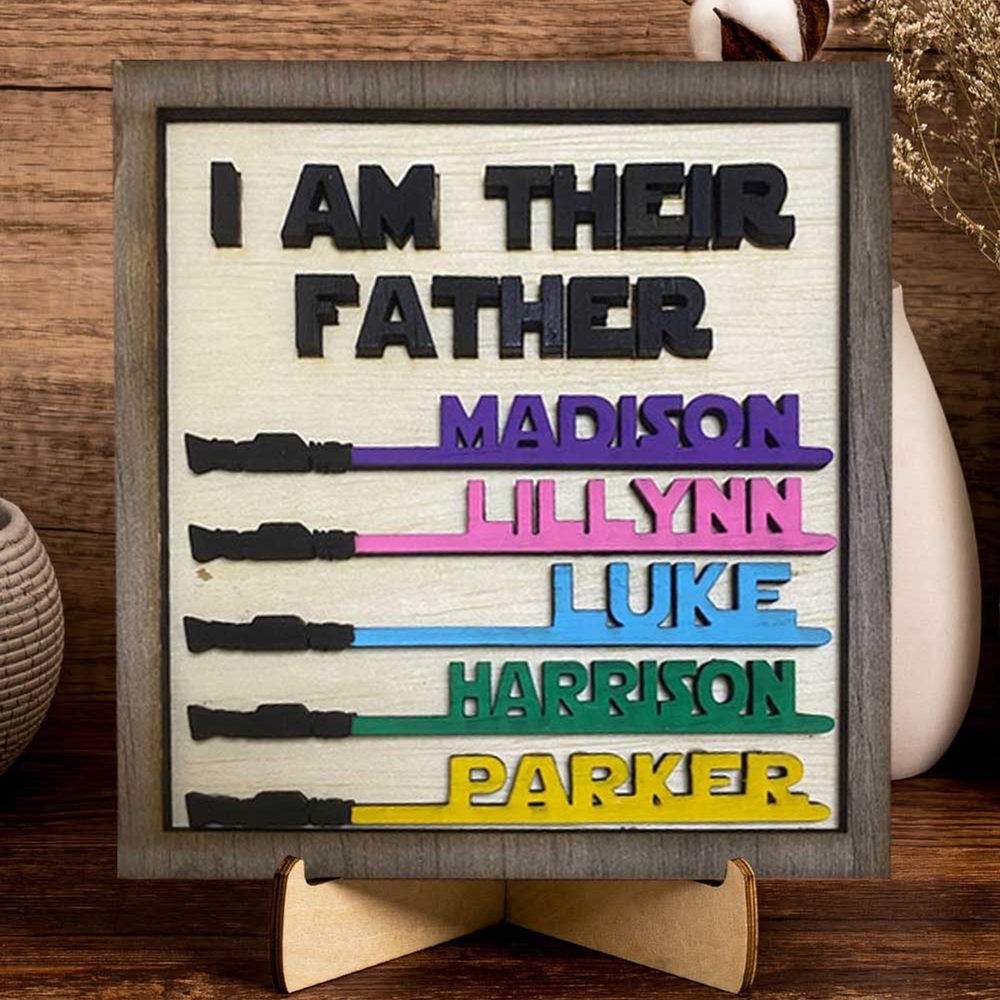 I Am Their Father Sign Personalised Kids Name Frame For Dad Father's Day