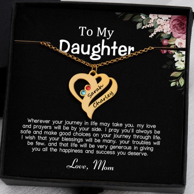 To My Daughter Heart Necklace From Mum With Personalised Name For Girl