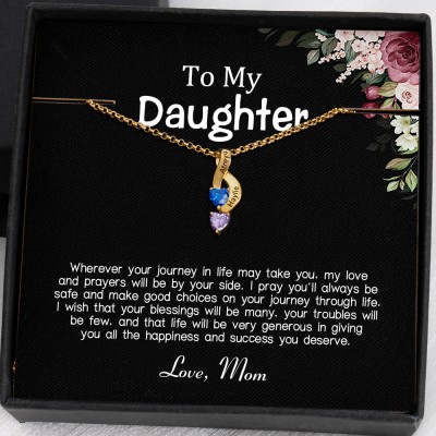 Personalised To My Daughter Birthstone Necklace From Mum For Girl