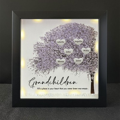 Personalized Family Tree Grandchildren Name Black Frame Home Decor For Grandma