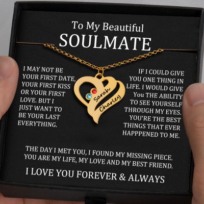 To My Soulmate Heart Necklace With Personalised Name For Valentine's Day