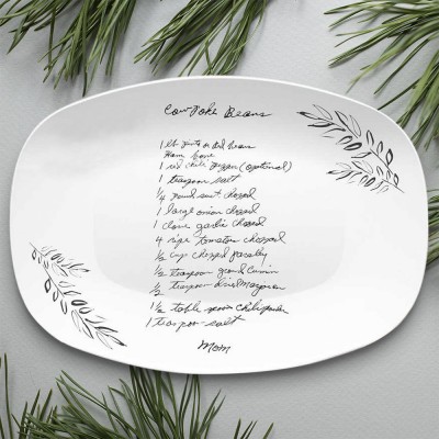 Personalized Handwritten Family Recipe Platter For Mom Grandma