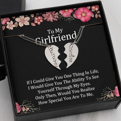 To My Girlfriend Necklace Personalised Couple Name Necklace Valentine's Day